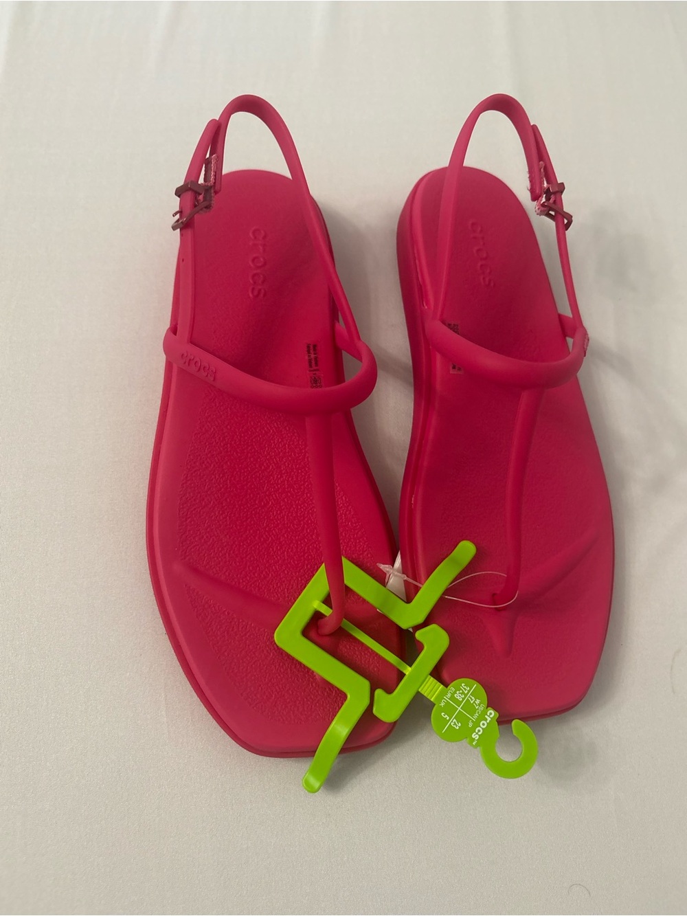 CROCS Women's Slingback T-Strap Sandal in Hot Pink